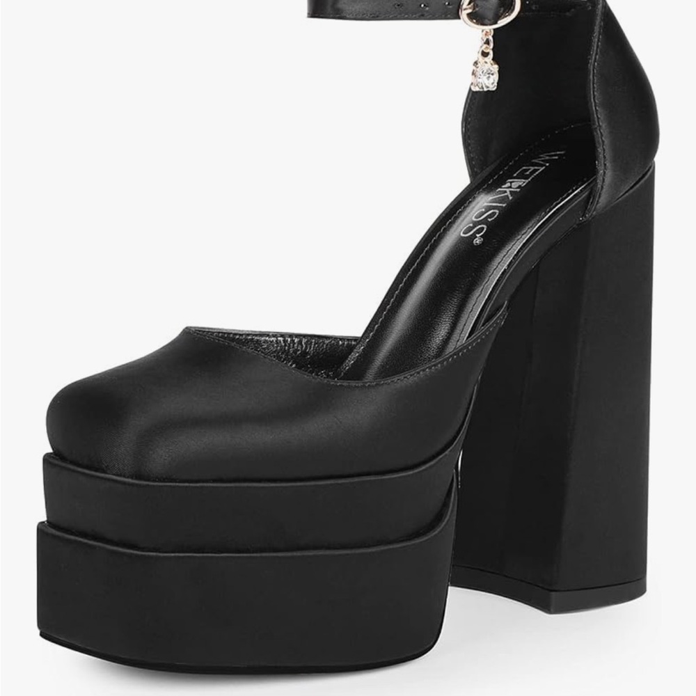 Wetkiss Black Platform Chunky Heels